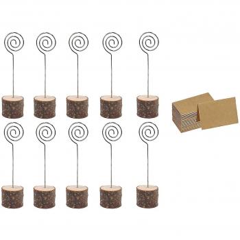 Tarjetas de Lugar de Madera con Soporte Giratorio 30 Unidades