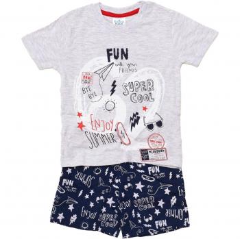 Niño de 2 Años: Pijama Azul de Manga Corta con Tema Tobogán