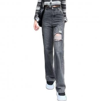 Jean Denim taille haute décontracté