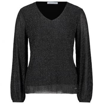 Betty & Co Damen Kurzarmshirt mit Lurexfaden, Größe XL, Glitzer