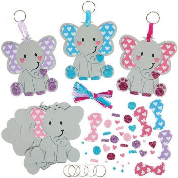 Love Heart Elephant Keyring Kits (Pack of 8)