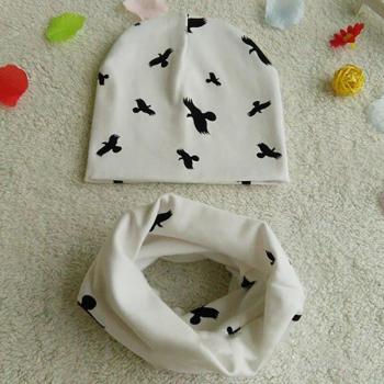 Trousse de mode pour enfants : chapeau + écharpe coton, motif dessin animé