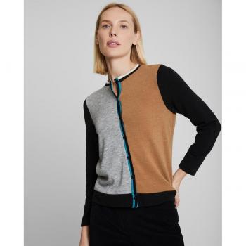 Chaqueta de punto cerrada con cuello redondo para mujer