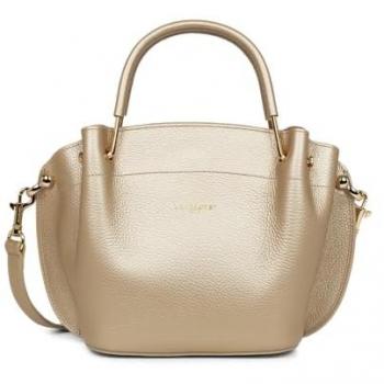 Sac à main en cuir grainé Foulonne Double Lancaster Beige Champagne
