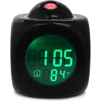 Vibe Wake‑Up Clock: LCD, Voice Alerts, Projected Time/Temp