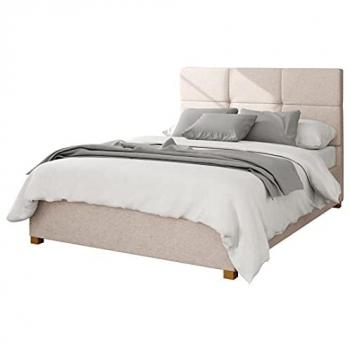 Unisex Caine Storage Ottoman Bed – Saxon Twill, Natural Super King Size