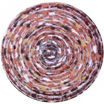 Arte su Legno Quadro Astratto Arancione Tondo ø60cm h2,5cm