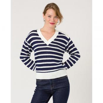 Jersey de Mujer a Rayas con Cuello en V