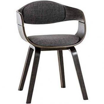 Silla de visita Kingston en tela gris claro con estructura de madera estilo escandinavo