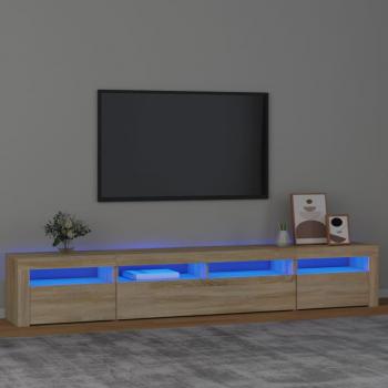 VidaXL Modern TV Cabinet with LED Lights in Sonoma Oak 240x35x40 cm