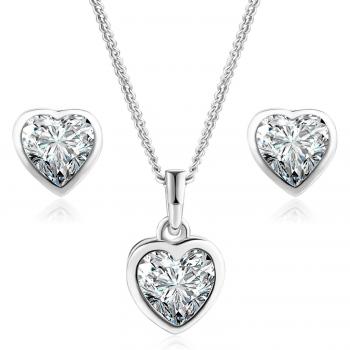 ZHOUYANG Silver Color Engagement Jewelry Set with Red Heart KAS075