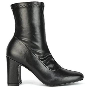 XY London ‘Alex’ Stretch Zip‑Up Ankle Boots with Block Heel – Black, 8