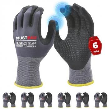 Mustbau Mehrzweck-Arbeitshandschuhe (Pack von 6) – Abriebfest, Garten & Montage, Größe M