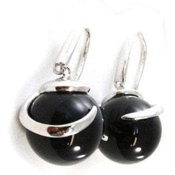 Onyx Black Ruth Silver Earrings from Les Trésors De Lily