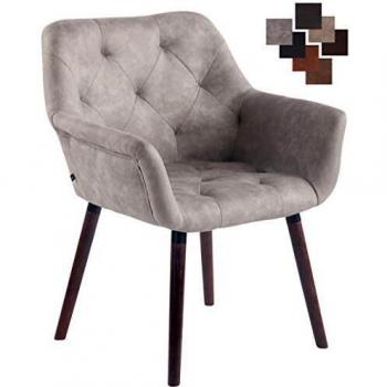 Chaise Retro Cassidy CLP Salle à Manger Rembourrée Similicuir Accoudoirs Dossier Gris Noix