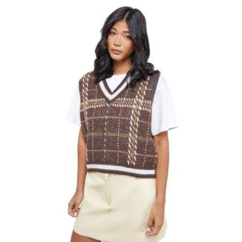 Large Brown Female Check Mini Tank
