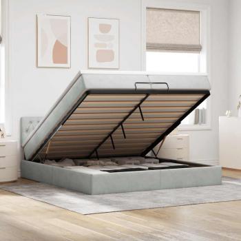 VidaXL Komfort-Ottoman-Bett 200x200 cm Samt mit Matratze & LEDs Hellgrau