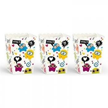 PopcornParty Kit 6 Contenitori Cartone con Caramelle e Mostri Amichevoli