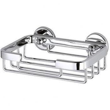 Tesa Aluxx Seifenkorb (Aluminium, verchromt, rostfrei, inkl. Klebelösung, 46mm x 135mm x 95mm)