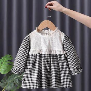Blusa de otoño negra con manga fruncida para niñas