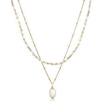 Collana Elli con strati di perle barocche e vetro