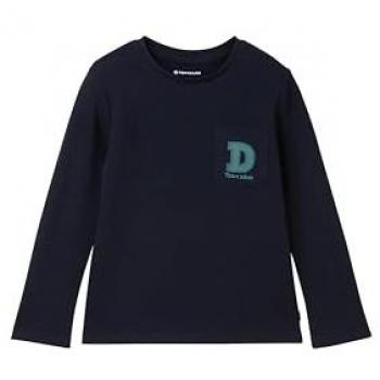 TOM TAILOR Jungen Sweatshirt mit Brustprint und Tasche, Langarmshirt, Sky Captain Blue