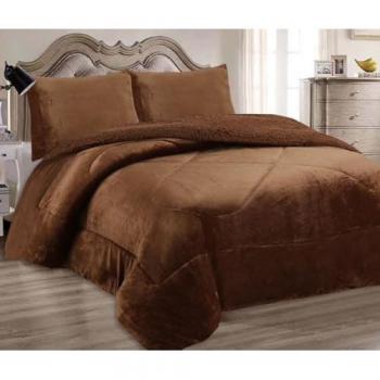 Manta de Borrego para Cama con Funda Almohada (Cafe, 160x220cm)