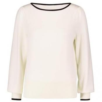 Strickpullover ZERO zero Pullover mit Kontrastdetail Gr. 38, beige (patch creamschwarz)