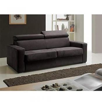 Canapé EXPRESS MELBOURNE couchage 120 cm matelas 18 cm nubucuir chocolat