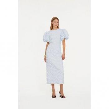 Birger Christensen Puffy Cloqué Dress – UK 10, Sky Blue