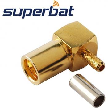 Superbat SMB F Steckverbinder 90° Winkel, 75 Ohm, Crimpen, RF-Koaxialstecker für RG316, RG174, LMR100