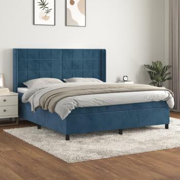 Lit boxspring avec matelas en velours bleu foncé 180x200 cm