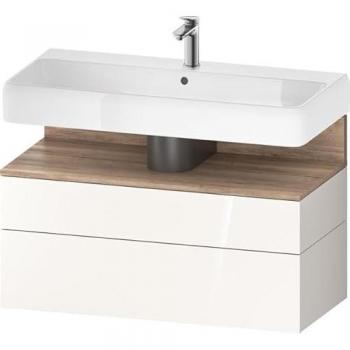 Duravit Qatego Waschschrank 99 × 47 × 59 cm – 1 Schublade, 1 Auszug, Eiche Marmor, Weiß Hochglanz