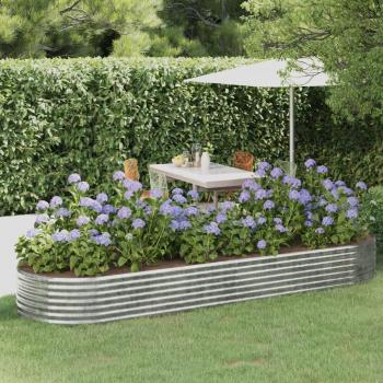 VidaXL Hochbeet 322x100x36 cm Silbern aus pulverbeschichtetem Stahl