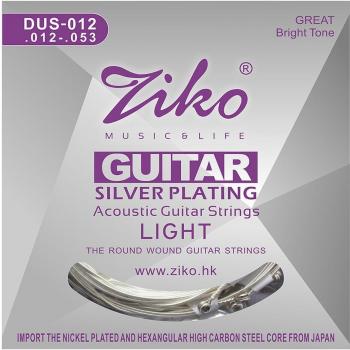 Cuerdas Ziko Dus para guitarra acústica, núcleo de acero al carbono, chapadas en plata