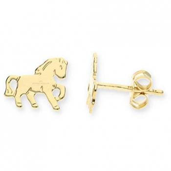 JuwelmaLux Gold Ohrstecker Pferd für Kinder