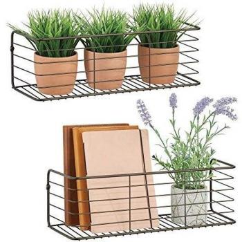 MDesign Dual-Unit Bathroom Wall Shelf – Wide, Durable Bronze Design