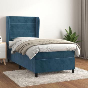 VidaXL Boxspringbett mit Matratze 100x200 cm in Dunkelblau