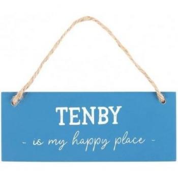 Blue and White Tenby Happiness Sign