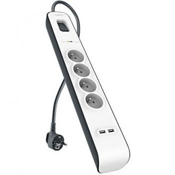 Station de charge multifonction Belkin – 4 prises, 2 USB, protection contre surtensions