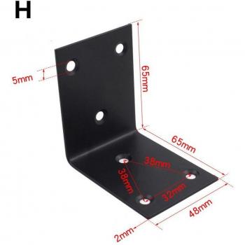 Fijador de Esquina en L – Metal Negro Inoxidable, 4 Piezas