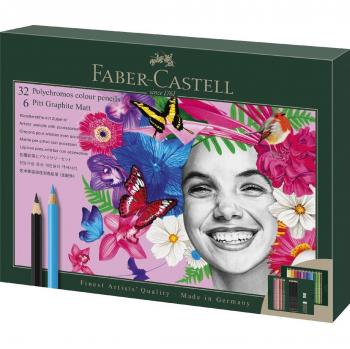 Set de 40 crayons de couleur Faber-Castell Polychromos et Pitt Graphite