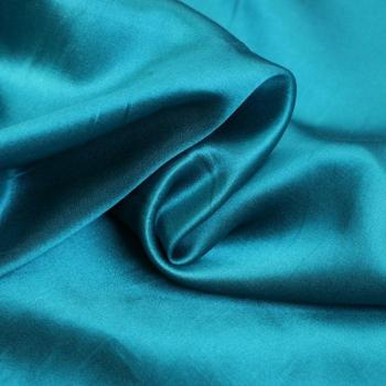Tejido Charmeuse de Algodón y Seda 100cm * 114cm Azul Lago