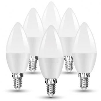 5 Ampoules LED E14 C37 4,5 W Samsung Lumière Chaude et Froide