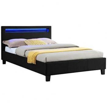 Lit adulte 1 place 120x190 cm avec tête de lit LED