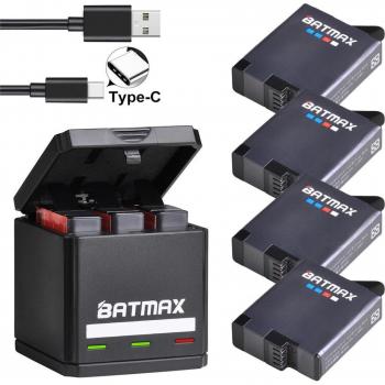GoPro Hero 8/7/6/5 Black Battery + Type C USB Triple Charger