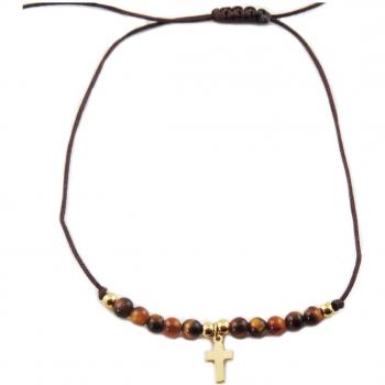 Les Trésors de Lily – Bracelet Croisette Acier Marron 10x7 mm (R0137)