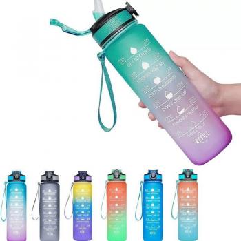 Botella de Agua de 1000ML, Deportiva, Motivacional y a Prueba de Fugas