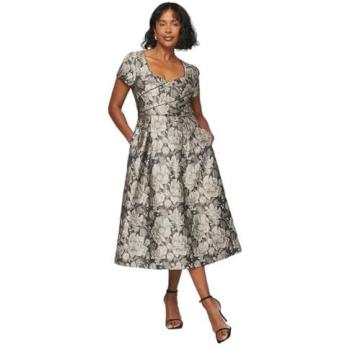 Black Wallis Jacquard Midi Dress with Seam Accent – Size 16
