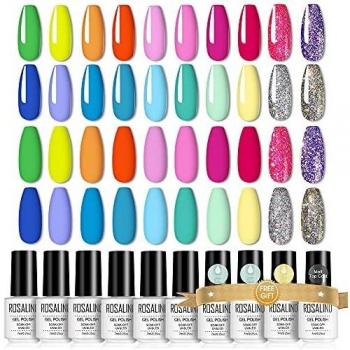 ROSALIND 24PCS/Kit de Esmaltes Semipermanentes con Matt Top Coat